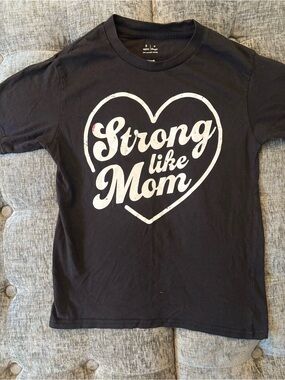 Strong Like Mom Black Kids Graphic Tee